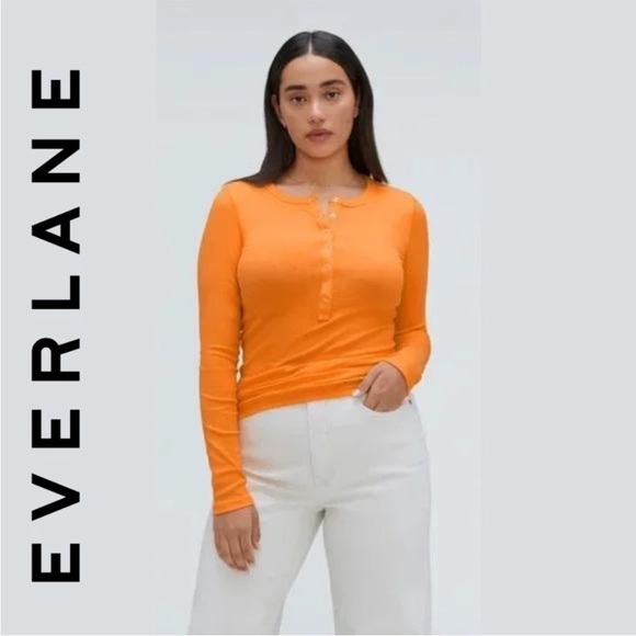 Everlane Tops - The Everlane Luxe Micro-Rib Snug Slim Fit Long Sleeve Snap Font Henley Tee Shirt